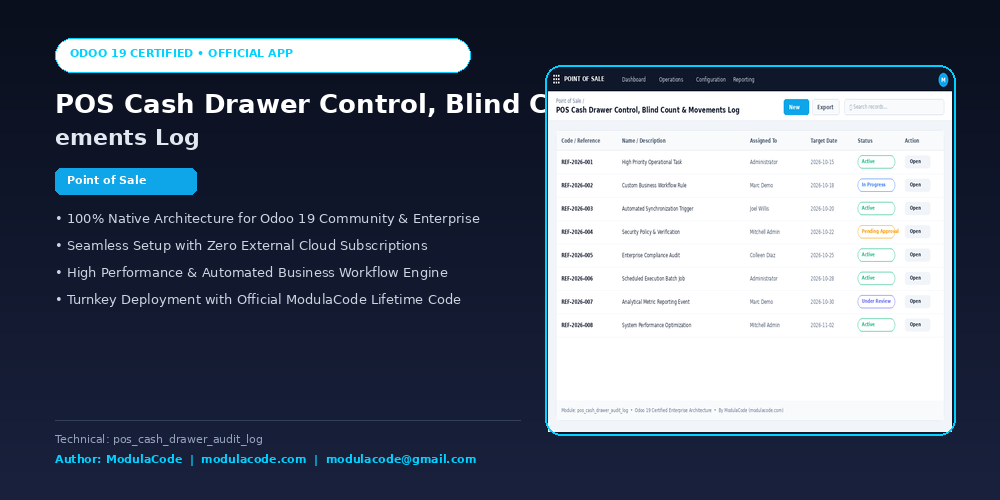 POS Cash Drawer Control, Blind Count & Movements Log